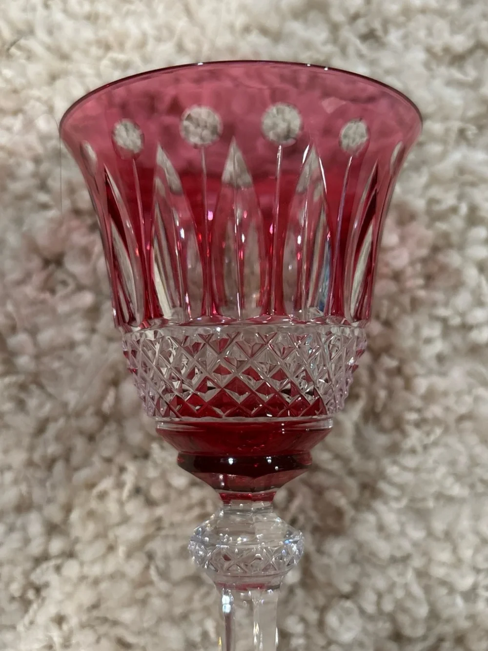 VTG Saint Louis Tommy Set of 3 Colored Crystal Cocktail Glasses Blue Red & Green